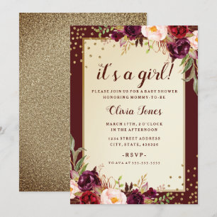 Invitation Carton d'invitation de Baby Shower Floral Sparkle