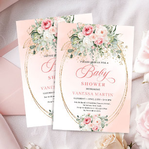Invitation Carton d'invitation de Baby Shower Luxueux Fleurs