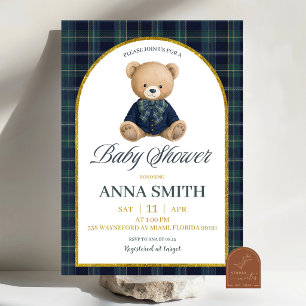 Invitation Carton d'invitation de Baby Shower Luxueux Ours Pr