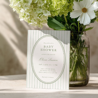 Invitation Carton d'invitation de Baby Shower Préppy rayé Ver