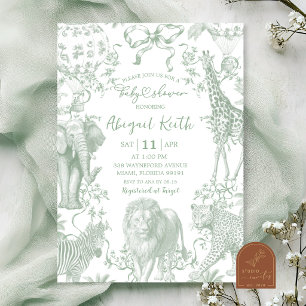 Invitation Carton d'invitation de baby shower toile safari ve