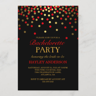 Invitation Carton d'invitation de Bachelorette Confettis Roug