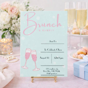 Invitation carton d'invitation de bains de mariée rose et ble