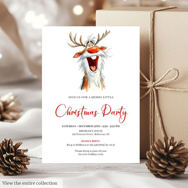 Invitation Carton d'invitation de cocktail Funny Santa pour f (Funny Santa Cocktail Christmas Party Invitation Template

)