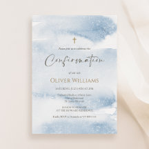 Carton d'invitation de confirmation garçon aquarel