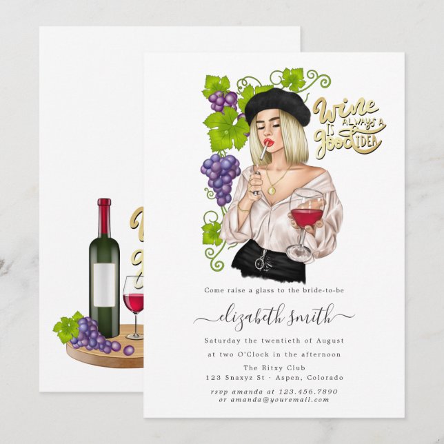 Invitation Carton d'invitation de dernière dégustation de vin (Devant / Derrière)