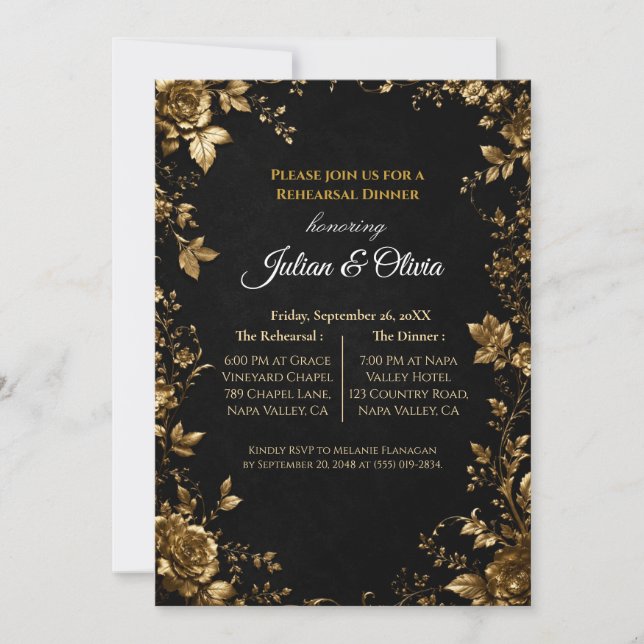 Invitation Carton d'invitation de dîner de répétition gothiqu (Devant)