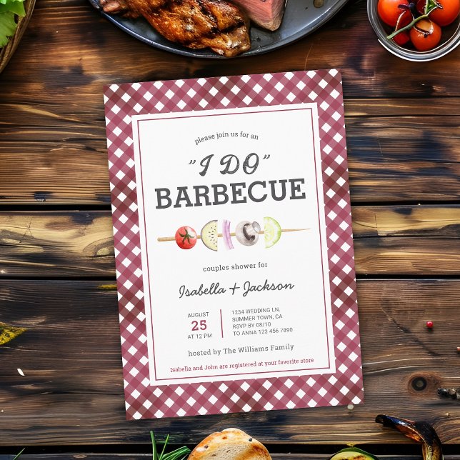 Invitation Carton d'invitation de douche de mariage barbecue  (The front of the invitation is shown at a 5x7 inch. Choose size, paper, + corner style.)