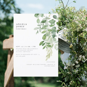 Invitation Carton d'invitation de douche de mariée à feuillag