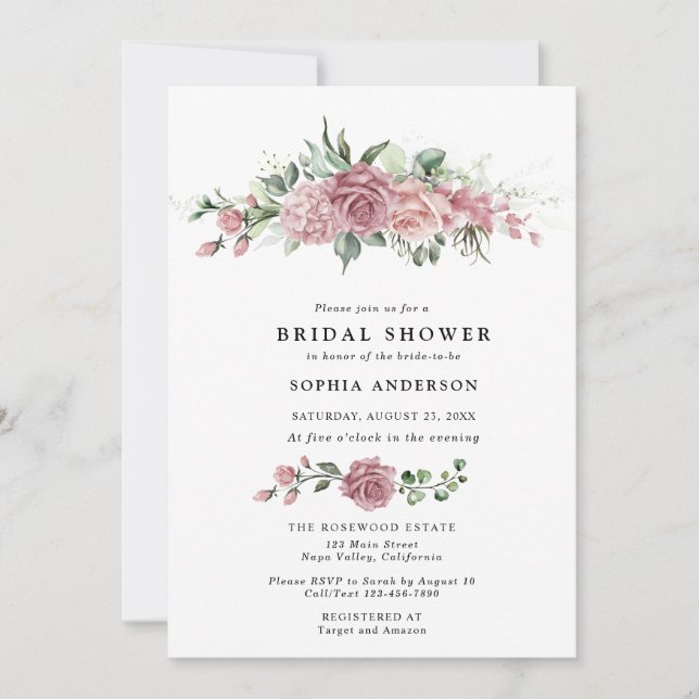Invitation Carton d'invitation de douche de mariée à fleurs r (Devant)