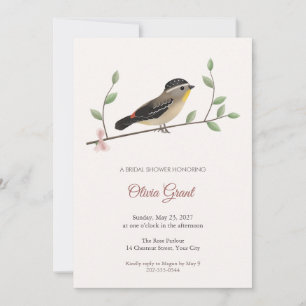 Invitation Carton d'invitation de douche de mariée à oiseau P