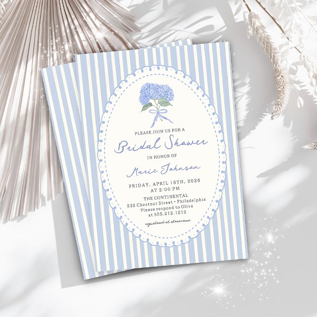Invitation Carton d'invitation de douche de mariée à rayures  (Créateur téléchargé)