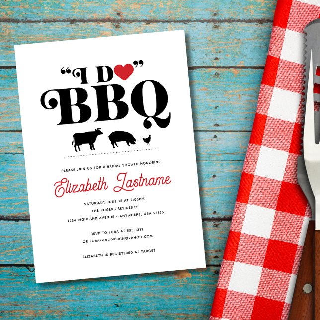 Invitation Carton d'invitation de douche de mariée BBQ Gingha (Créateur téléchargé)