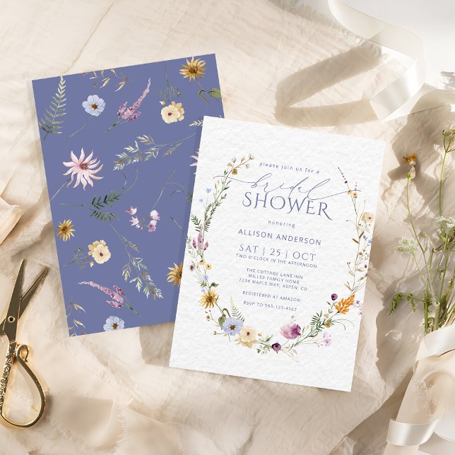 Invitation Carton d'invitation de douche de mariée bleu pouss (Créateur téléchargé)