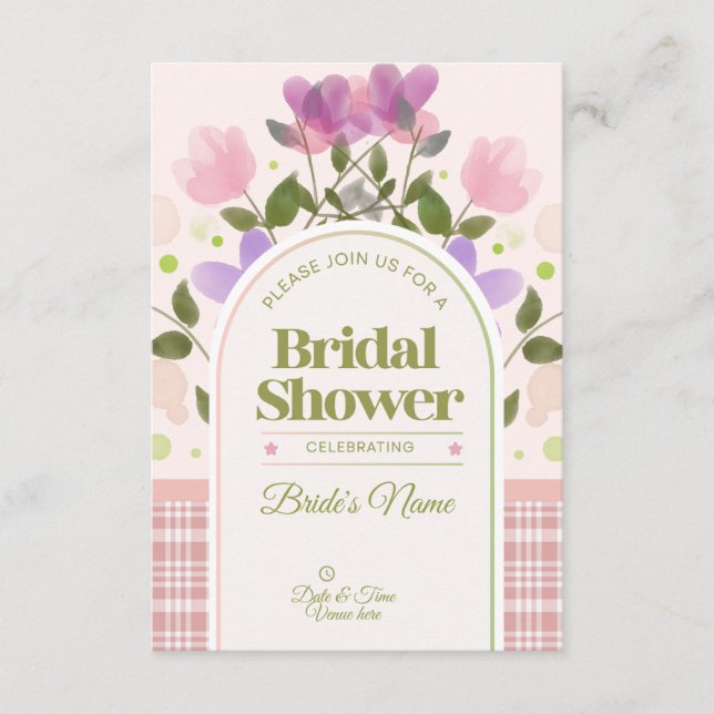 Invitation Carton d'invitation de douche de mariée Bohème Flo (Devant)