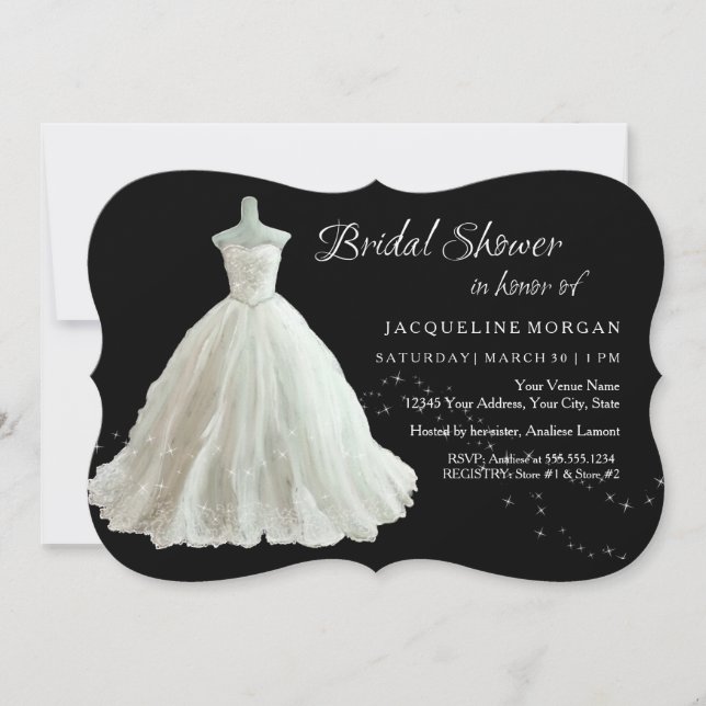 Invitation Carton d'invitation de douche de mariée de robe de (Devant)
