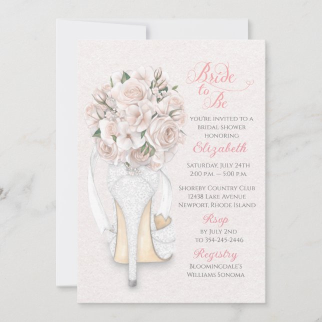 Invitation Carton d'invitation de douche de mariée Fleur bouq (Devant)