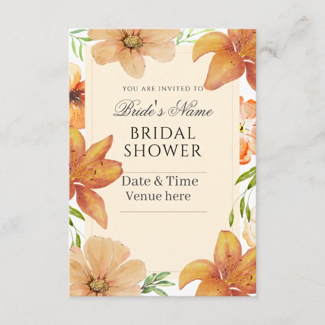 Invitation Carton d'invitation de douche de mariée florale en (Devant)
