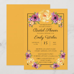 Invitation Carton d'invitation de douche de mariée jaune mout
