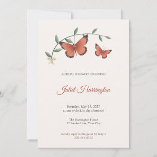 Invitation Carton d'invitation de douche de mariée Papillon C