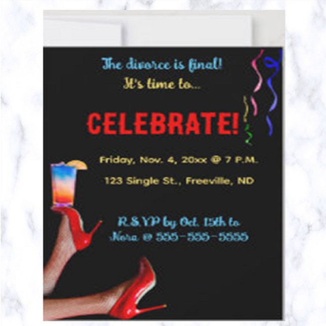 Invitation Carton d'invitation de fête aux talons hauts rouge (Divorce final? Bridesmaid's bachelorette? Girls' night out? This is the perfect invitation for you!)