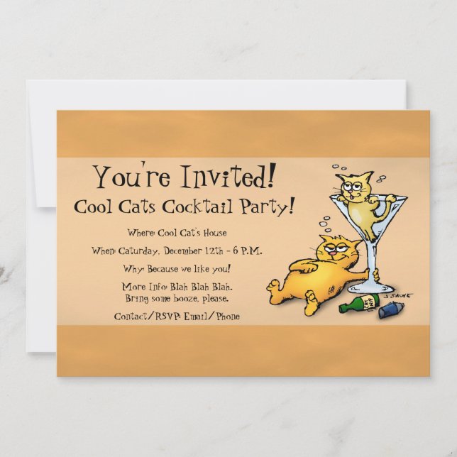 Invitation Carton d'invitation de fête cocktail doré Cocktail (Devant)