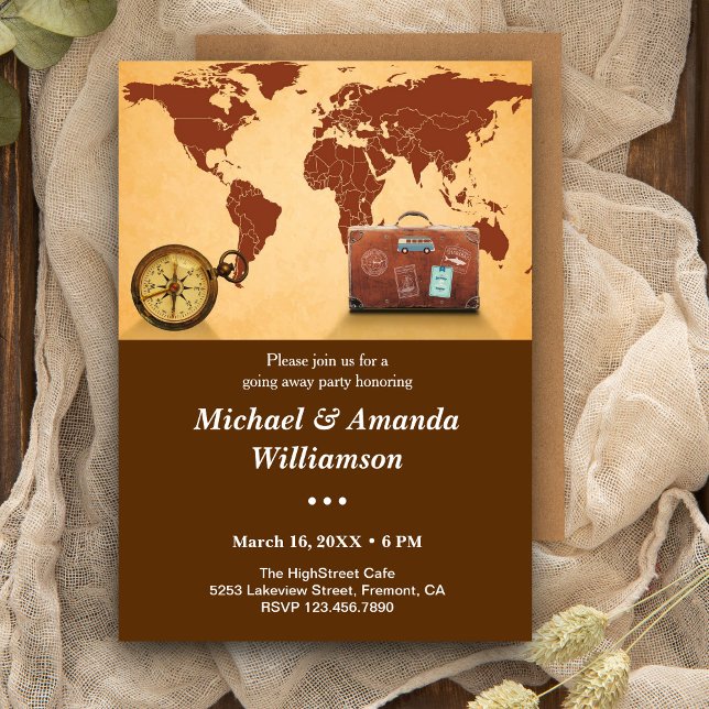 Invitation Carton d'invitation de fête d'adieu Vintage Brown  (Créateur téléchargé)