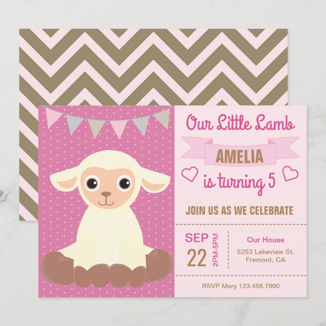 Invitation Carton d'invitation de fête d'anniversaire pour en (Devant / Derrière)