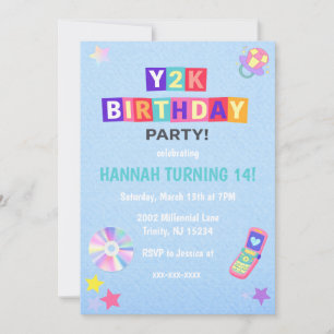 Invitation Carton d'invitation de fête d'anniversaire Y2K ten