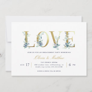Invitation Carton d'invitation de fête de fiançailles Luxe Fl