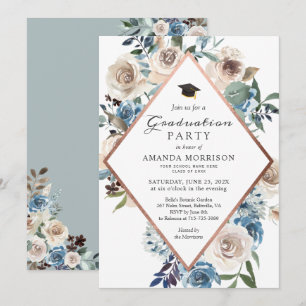 Invitation Carton d'invitation de fête de fin d'études à fleu