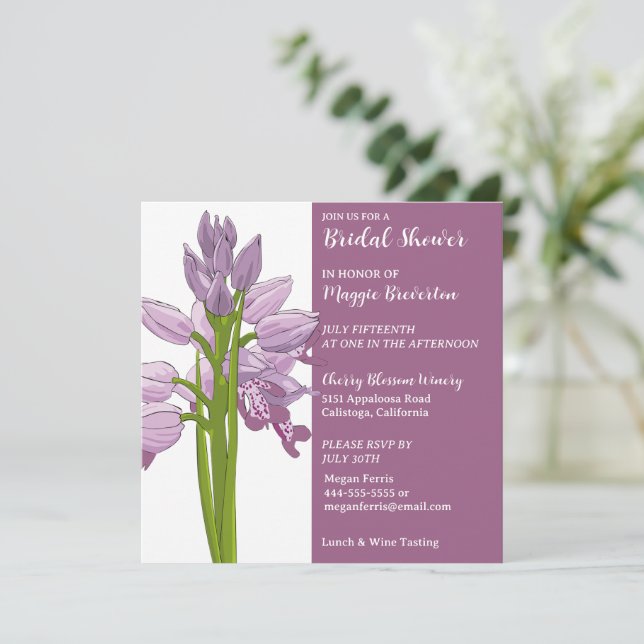 Invitation Carton d'invitation de Fête de Mariage à l'Orchidé (Debout devant)