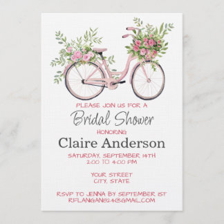 Invitation Carton d'invitation de Fête de Mariage à vélo flor