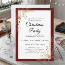 Carton d'invitation de fête de Noël à l'écriture c