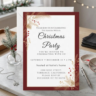 Invitation Carton d'invitation de fête de Noël à l'écriture c