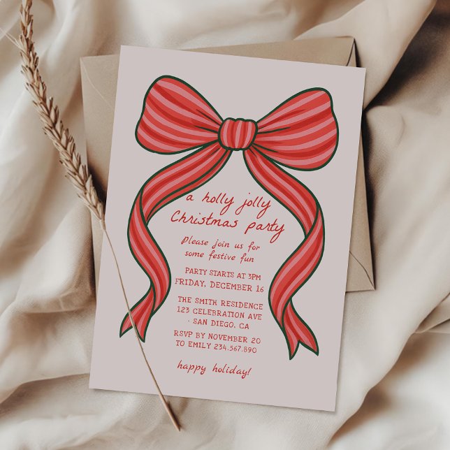 Invitation Carton d'invitation de fête de Noël avec un arc de (Créateur téléchargé)