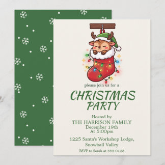Invitation Carton d'invitation de fête de Noël de rennes Chib