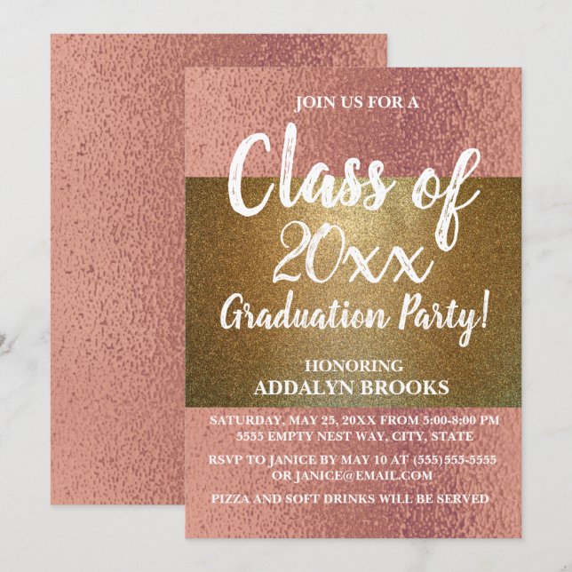 Invitation Carton d'invitation de fête de remise de diplômes  (Devant / Derrière)