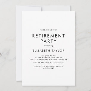 Invitation Carton d'invitation de fête de retraite à typograp