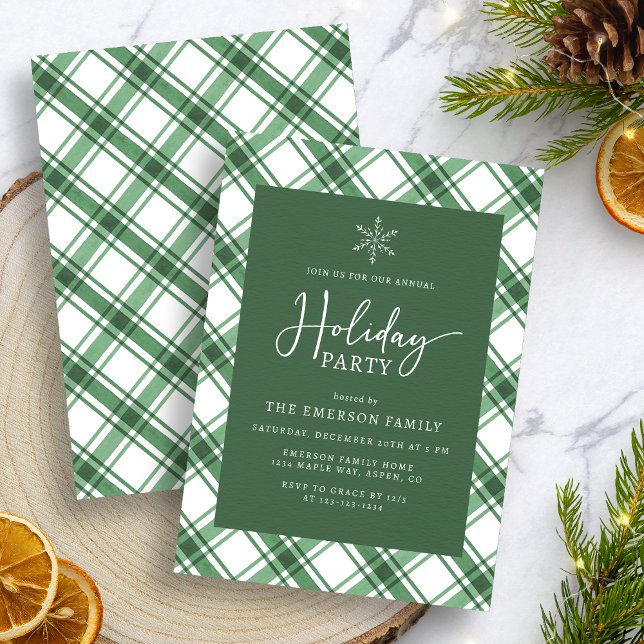 Invitation Carton d'invitation de fête de vacances vert et bl (Green and White Holiday Party Invitation
)
