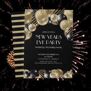 Invitation Carton d'invitation de fête du Nouvel An Art Déco