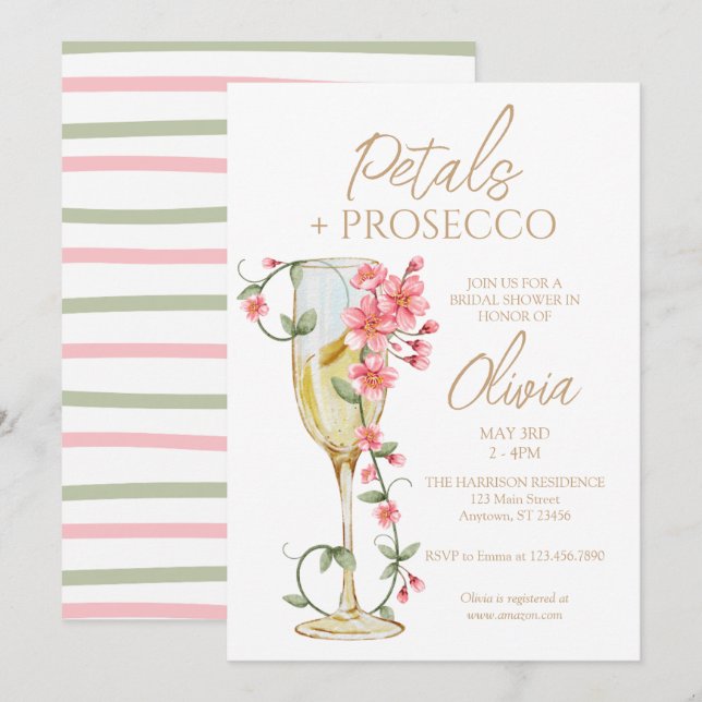 Invitation Carton d'invitation de fête prénuptiale Fleurs & P (Devant / Derrière)