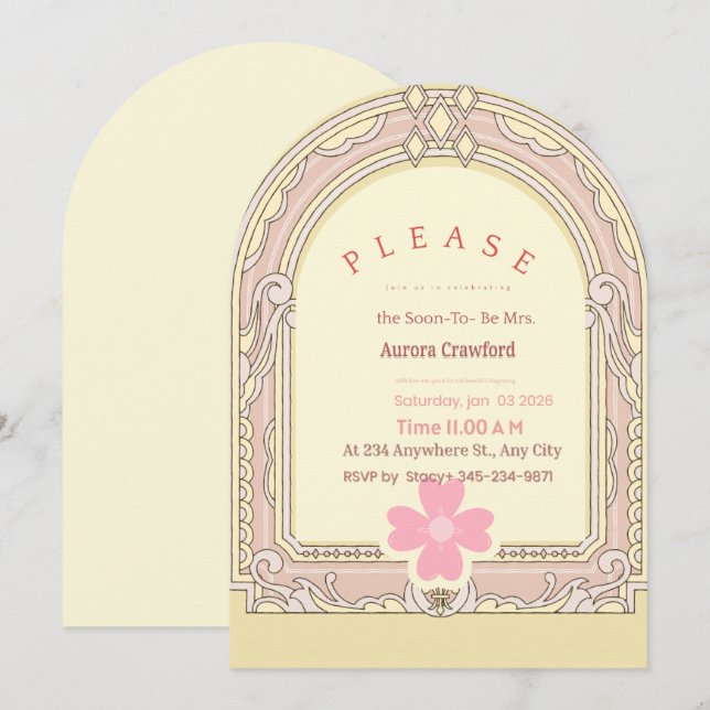 Invitation Carton d'invitation de Fiançailles à l'arche Archi (Devant / Derrière)
