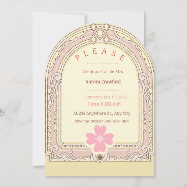 Invitation Carton d'invitation de fiançailles Arch | Fleur ro (Devant)