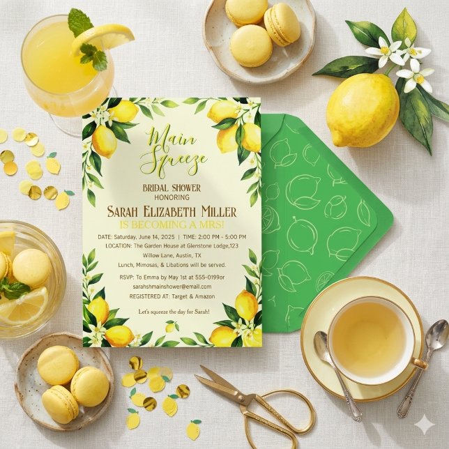 Invitation Carton d'invitation de fiançailles de citron Main  (Créateur téléchargé)