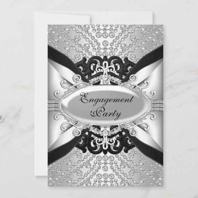 Invitation Carton d'invitation de fiançailles Diamant Argent  (Devant)