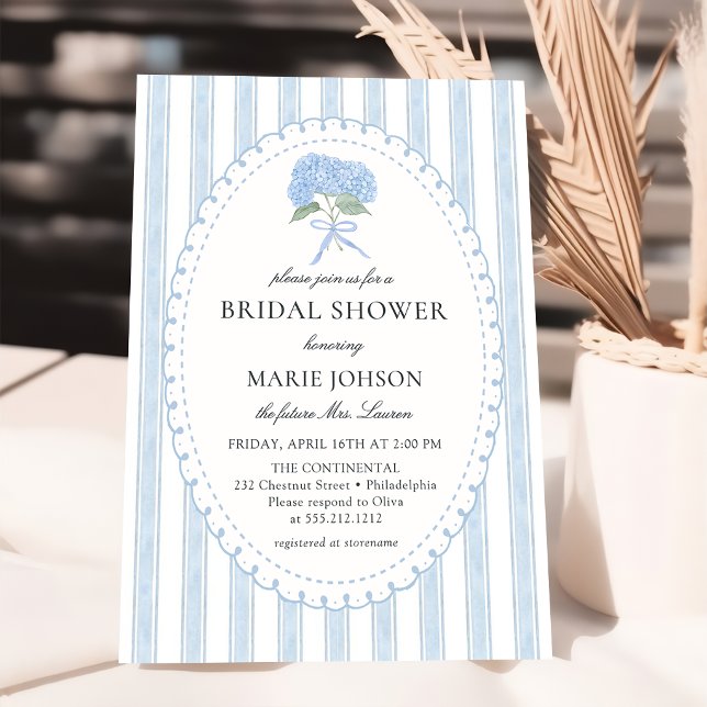 Invitation Carton d'Invitation de Fiançailles Fleurie Bleue d (Créateur téléchargé)