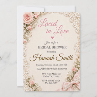 Invitation Carton d'invitation de fiançailles «Laced in Love»