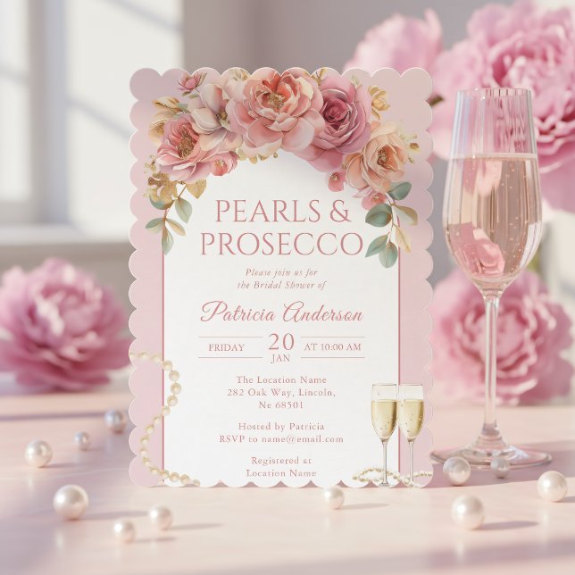Invitation Carton d'invitation de fiançailles Perles & Prosec (Créateur téléchargé)