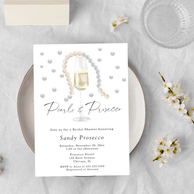 Invitation Carton d'invitation de fiançailles Perles & Prosec (Créateur téléchargé)